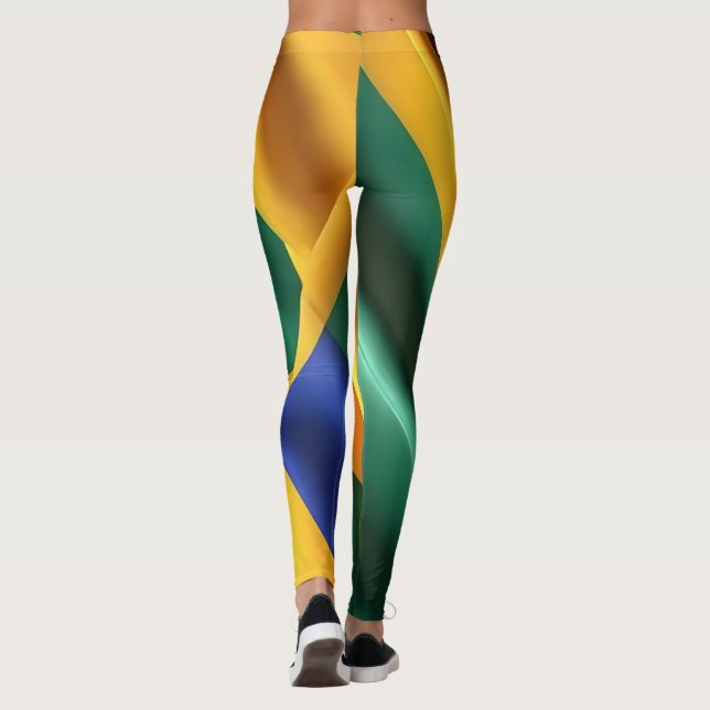 Brasilien flagga silke struktur leggings (Baksida)