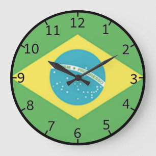 Brasilien Flagga Stor Klocka