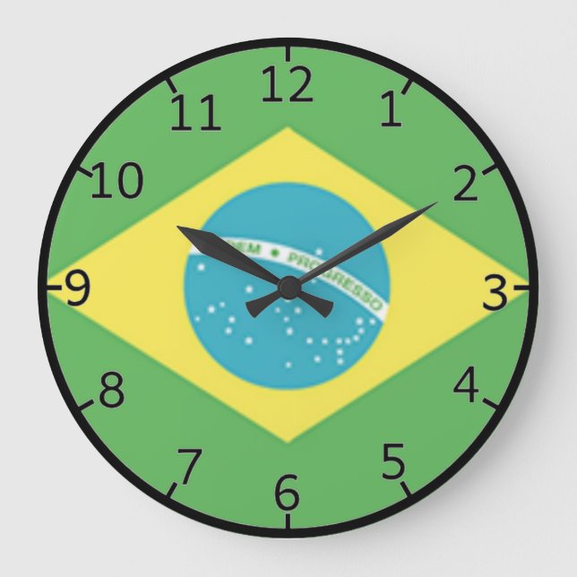 Brasilien Flagga Stor Klocka (Framsida)