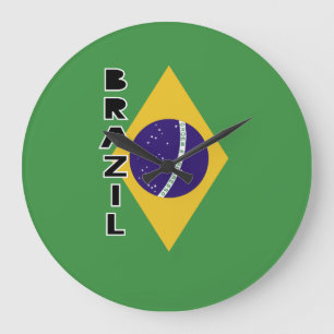 Brasilien Flagga Stor Klocka