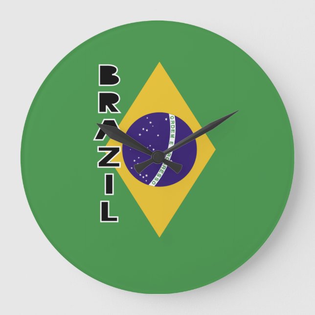 Brasilien Flagga Stor Klocka (Framsida)