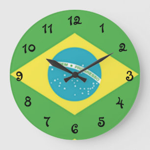 Brasilien Flagga Stor Klocka
