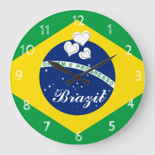 Brasilien flagga stor klocka