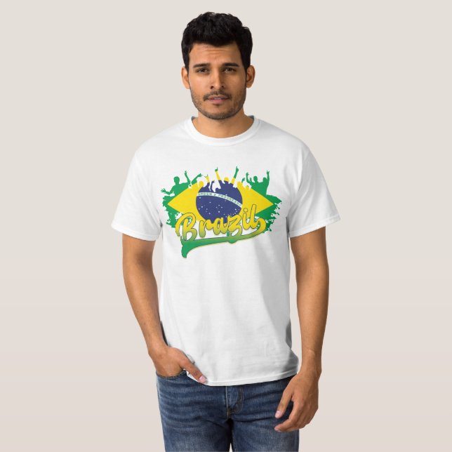 Brasilien Flagga T Shirt (Hel framsida)