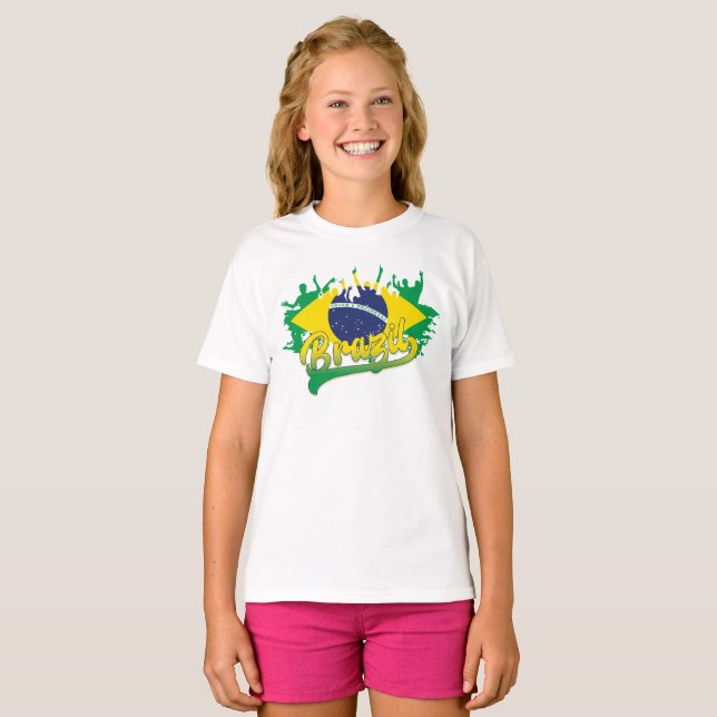 Brasilien Flagga T-Shirt (Hel framsida)