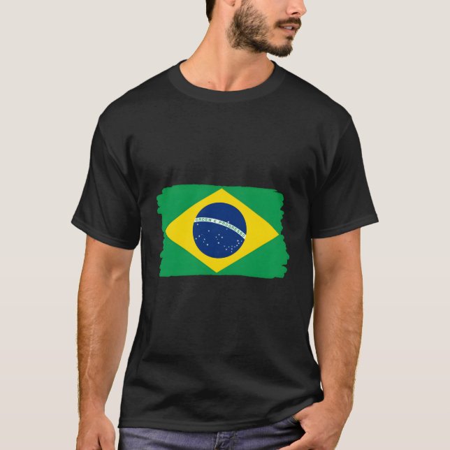 Brasilien Flagga T Shirt (Framsida)