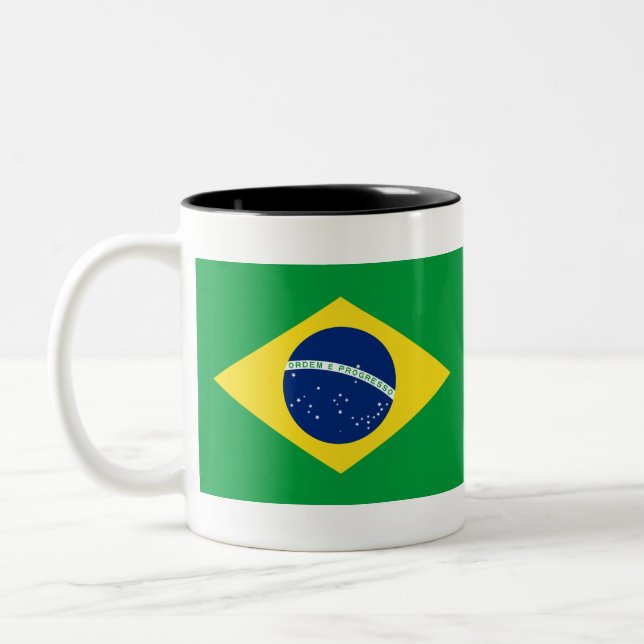Brasilien Flagga Två-Tonad Mugg (Vänster)