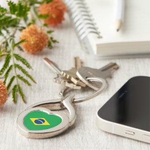 Brasilien flagga twisted heart silverfärgad nyckelring
