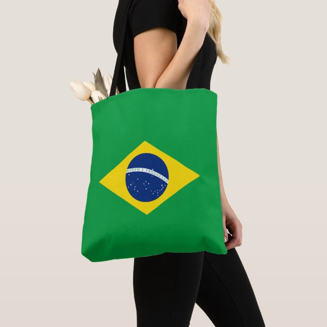 Brasilien flagga tygkasse (Närbild)