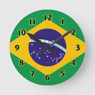 Brasilien flagga WallClocks Rund Klocka