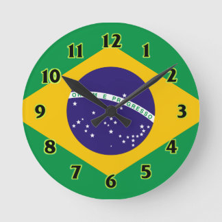 Brasilien flagga WallClocks Rund Klocka