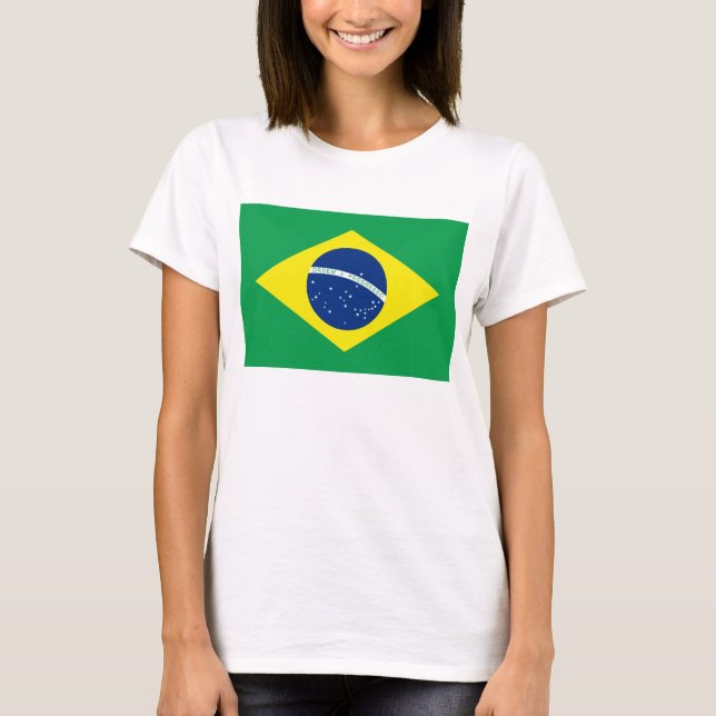 Brasilien Flagga x Karta T-Shirt (Framsida)