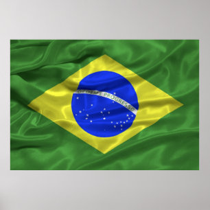 Brasilien flaggaaffisch poster