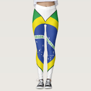 Brasilien flaggahjärta leggings