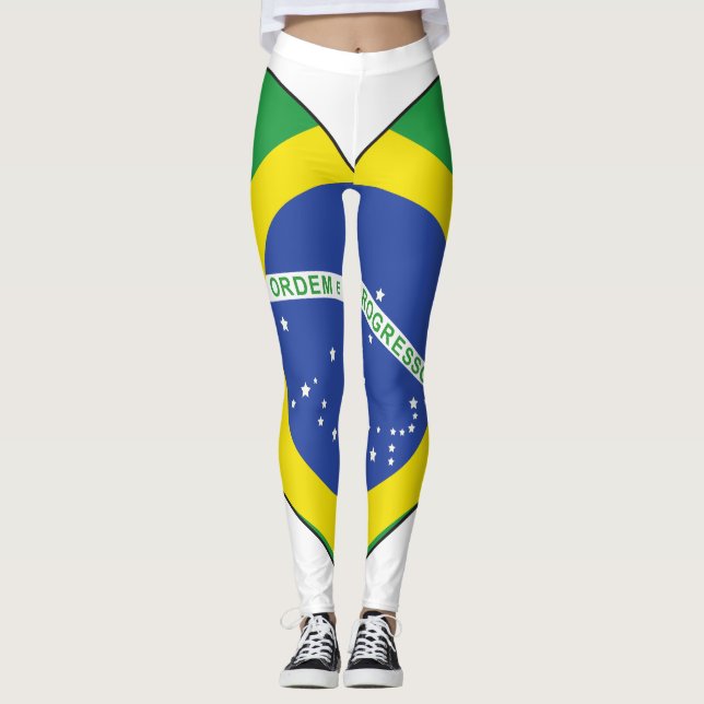 Brasilien flaggahjärta leggings (Framsida)