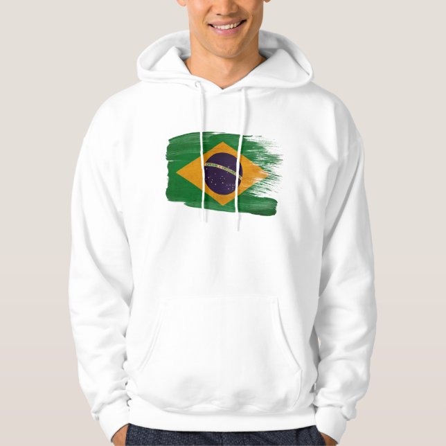 Brasilien flaggaHoodie Tröja Med Luva (Framsida)