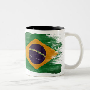 Brasilien flaggamugg Två-Tonad mugg