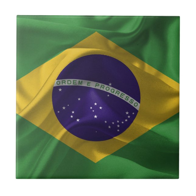 Brasilien-Flaggor Kakelplatta (Framsidan)