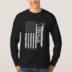 Brasilien, Förenade Stater Disted w US Flagga T Shirt