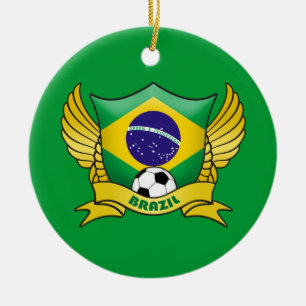 Brasilien fotboll cirklar prydnaden julgransprydnad keramik