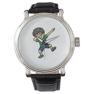 Brasilien Fotboll Dab Pojke Vintage Vector Tröja_1 Armbandsur
