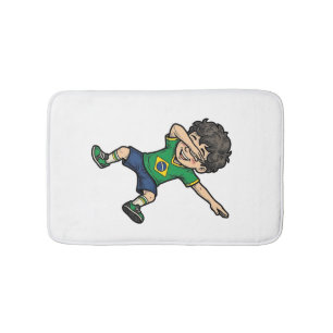 Brasilien Fotboll Dab Pojke Vintage Vector Tröja_1 Badrumsmatta