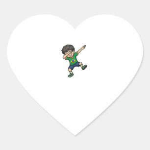 Brasilien Fotboll Dab Pojke Vintage Vector Tröja_1 Hjärtformat Klistermärke