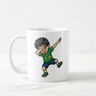 Brasilien Fotboll Dab Pojke Vintage Vector Tröja_1 Kaffemugg