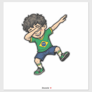 Brasilien Fotboll Dab Pojke Vintage Vector Tröja_1 Klistermärken