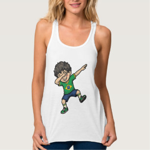 Brasilien Fotboll Dab Pojke Vintage Vector Tröja_1 Linne Med Racerback