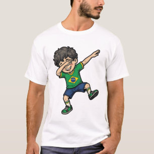 Brasilien Fotboll Dab Pojke Vintage Vector Tröja_1 T Shirt