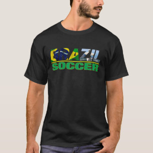 Brasilien fotboll med skjortan för flaggasvart T Tee Shirt