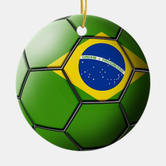 Brasilien fotbollprydnad julgransprydnad keramik (Framsidan)