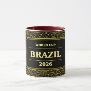 Brasilien Fotbollsfan 2026 Svart Guld Lyx Mugg