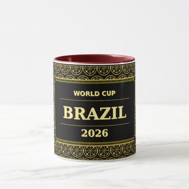 Brasilien Fotbollsfan 2026 Svart Guld Lyx Mugg (Center)