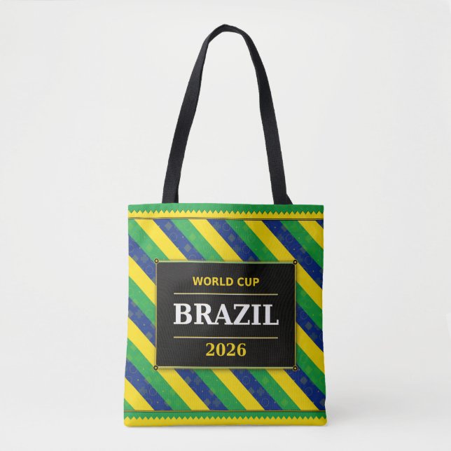 Brasilien fotbollsfanflagga färger randigt mönster tygkasse (Framsida)