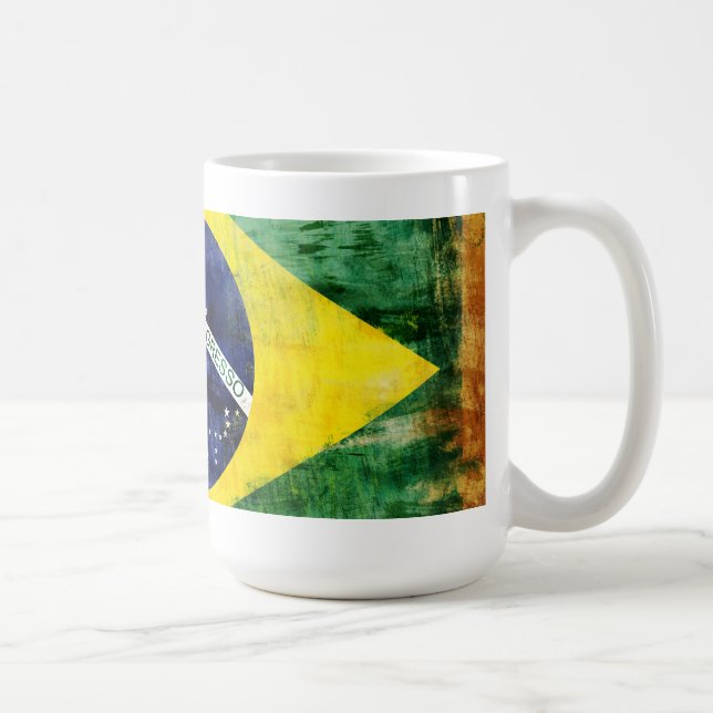 Brasilien gammal flagga kaffemugg (Höger)
