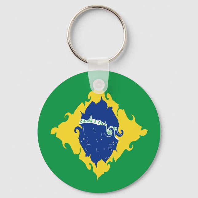 Brasilien Gnarly Flagga Nyckelring (Framsida)