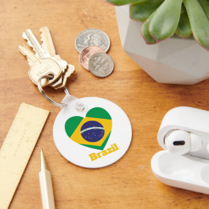 Brasilien Heart Flagga Nyckelring