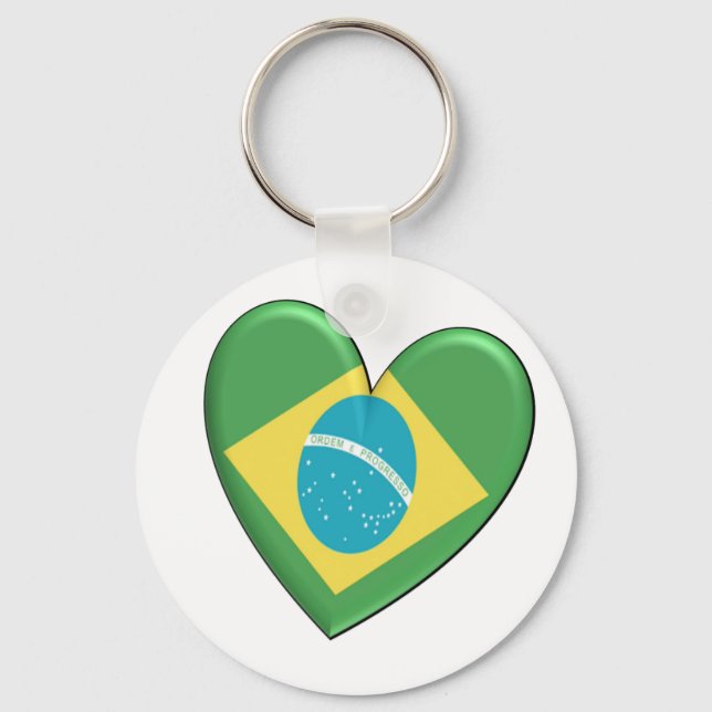 Brasilien Heart Flagga Nyckelring (Framsida)