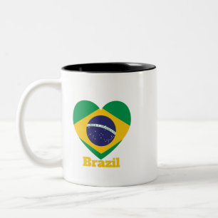 Brasilien Heart Flagga Två-Tonad Mugg