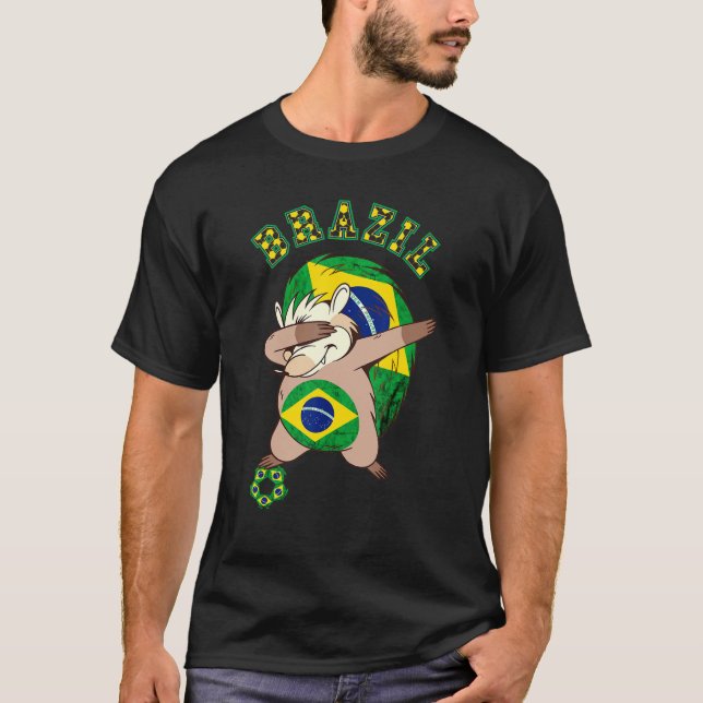 Brasilien Hedgehog Brazilian Football Boll Player  T Shirt (Framsida)