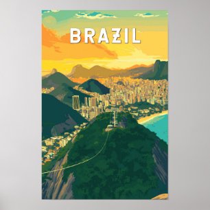 Brasilien Illustration Resa Konst Vintage Poster