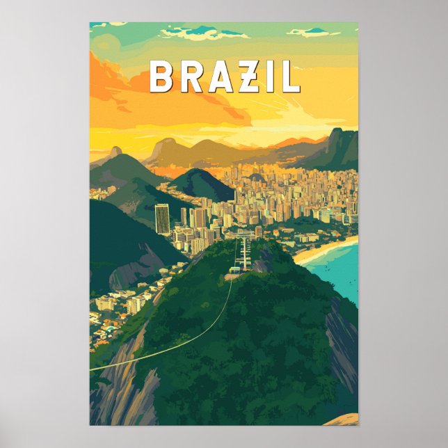 Brasilien Illustration Resa Konst Vintage Poster (Framsidan)