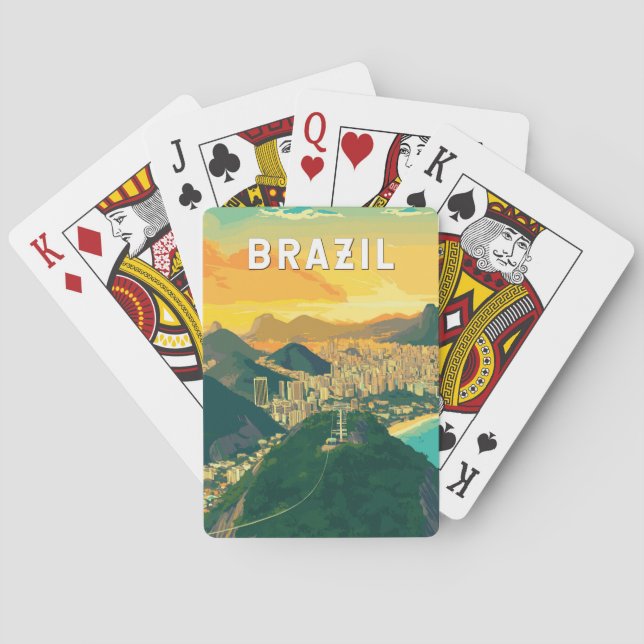 Brasilien Illustration Travel Art Vintage Casinokort (Baksidan)