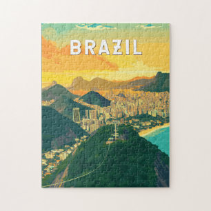 Brasilien Illustration Travel Art Vintage Pussel