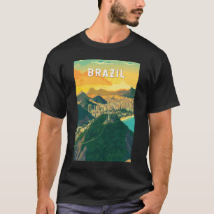 Brasilien Illustration Travel Art Vintage T Shirt