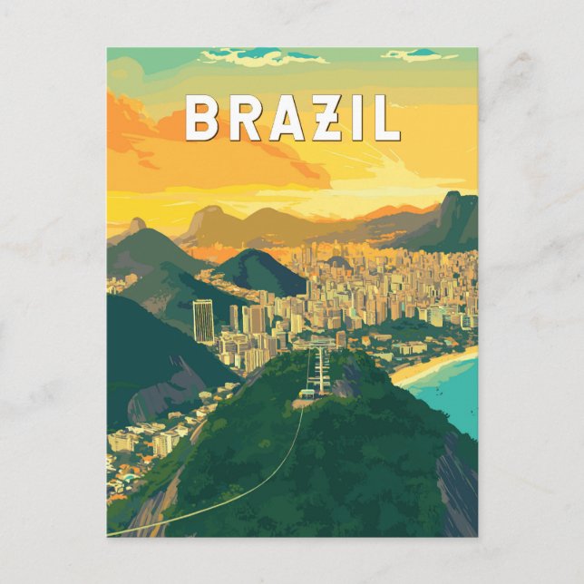 Brasilien Illustration Travel Art Vintage Vykort (Framsida)