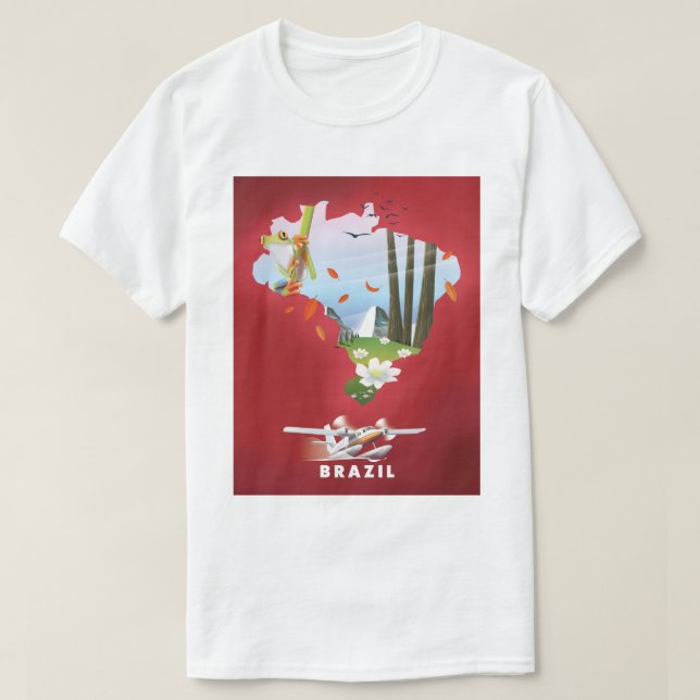 Brasilien Illustrerad reseaffisch. T Shirt (Design framsida)