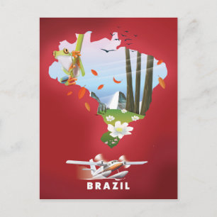 Brasilien Illustrerad reseaffisch. Vykort